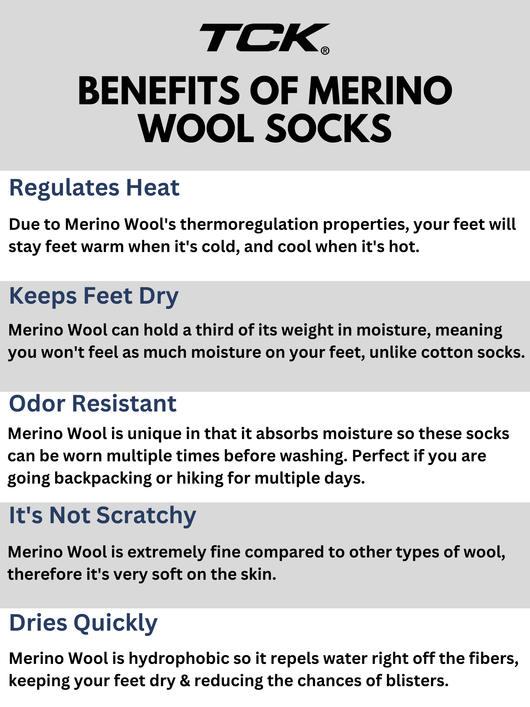 Merino Wool Hiking Socks Crew Length