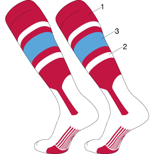 Custom Dugout Baseball Stirrup Socks Pattern E (Stirrup/Thick Stripe/Thin Stripe/Sock, Large)