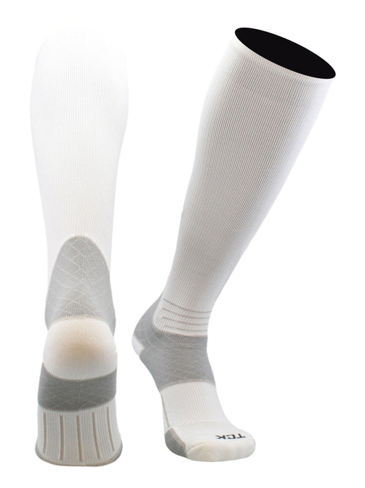 TCK Over the Calf Graduated Compression Socks (White/Grey, Large)