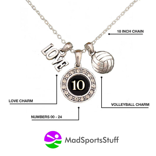 Custom Player Jersey ID Volleyball Necklace Multiple Numbers