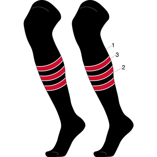Custom Dugout Striped Baseball Socks Pattern D (Stirrup/Stripes/Accent/Sock, Large)