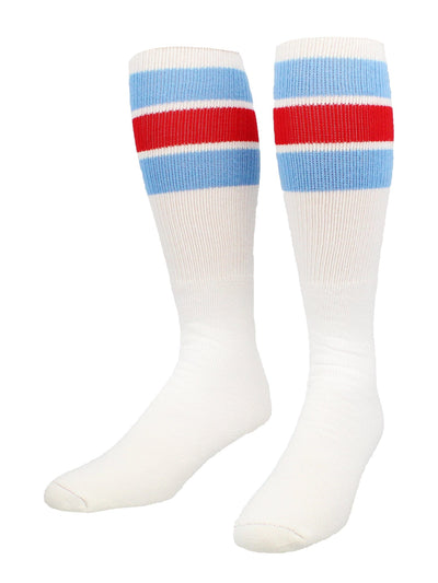 TCK socks Columbia Blue/Scarlet / Medium Retro 3 Stripe OTC Tube Socks