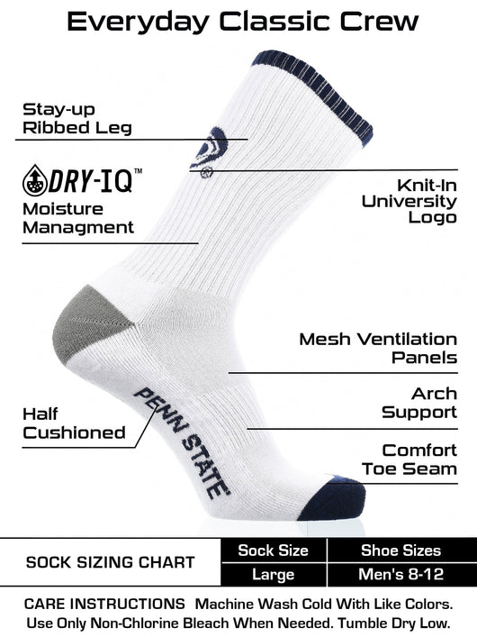 Penn State Nittany Lions  Socks Basic Crew White Socks