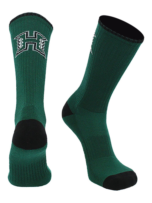 Hawaii Rainbow Warriors Socks Campus Legend (Green/Black, Large)