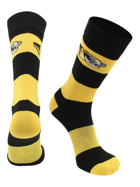 Missouri Tigers Game Day Striped Socks (Black/Gold, Large)