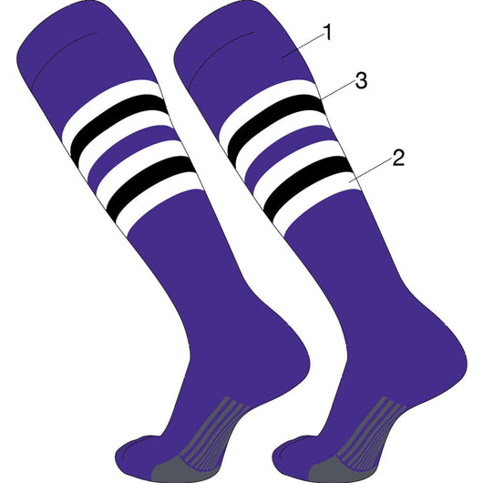 Custom Dugout Striped Baseball Socks Pattern I (Stirrup/Inner Stripes/Outer Stripes/Sock, Large)