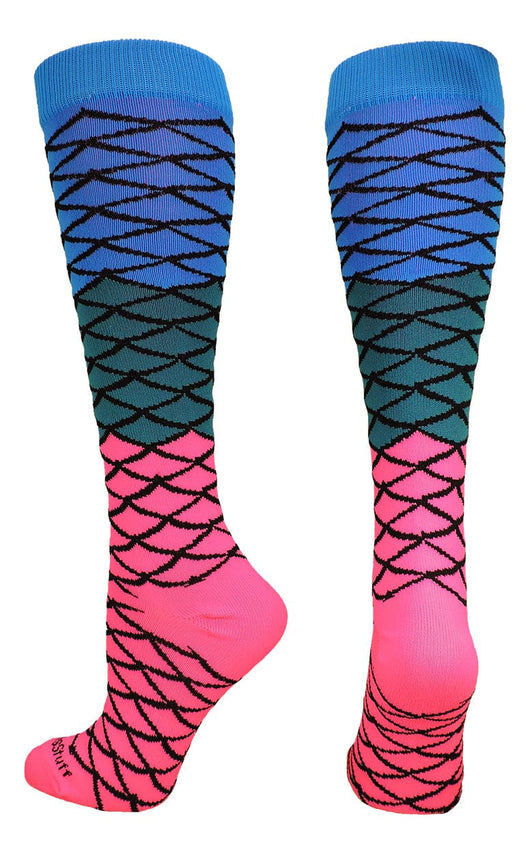 Neon Mermaid Athletic Over the Calf Socks