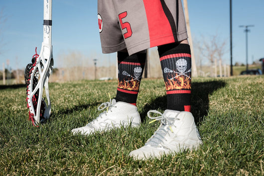 Flaming Skulls Lacrosse Athletic Crew Socks