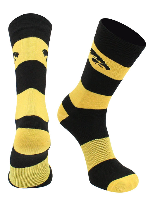 Iowa Hawkeyes Game Day Striped Socks (Black/Gold, Large)