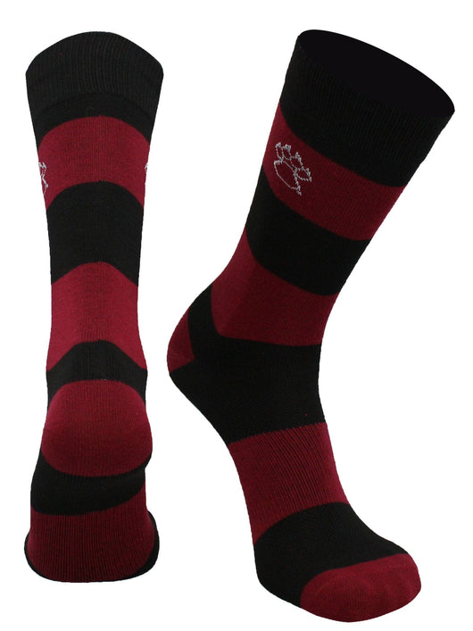 New Mexico Lobos Game Day Striped Socks (Red/Black, Large)