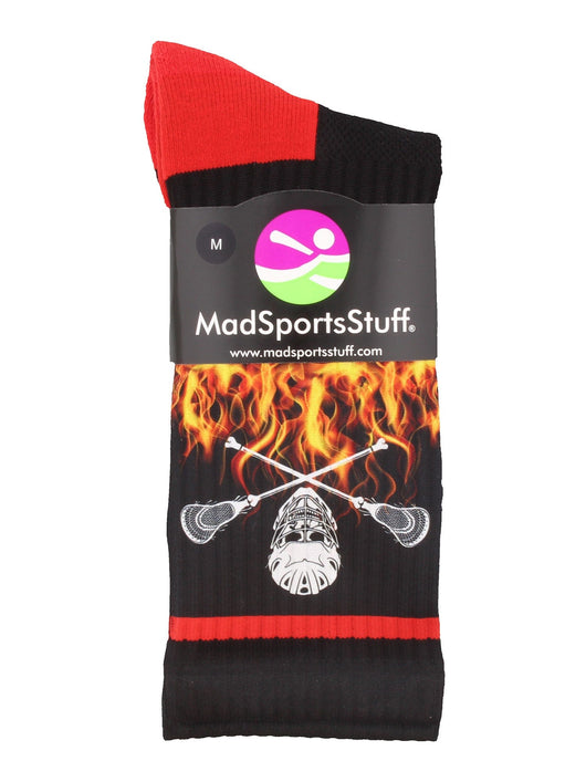 Flaming Skulls Lacrosse Athletic Crew Socks