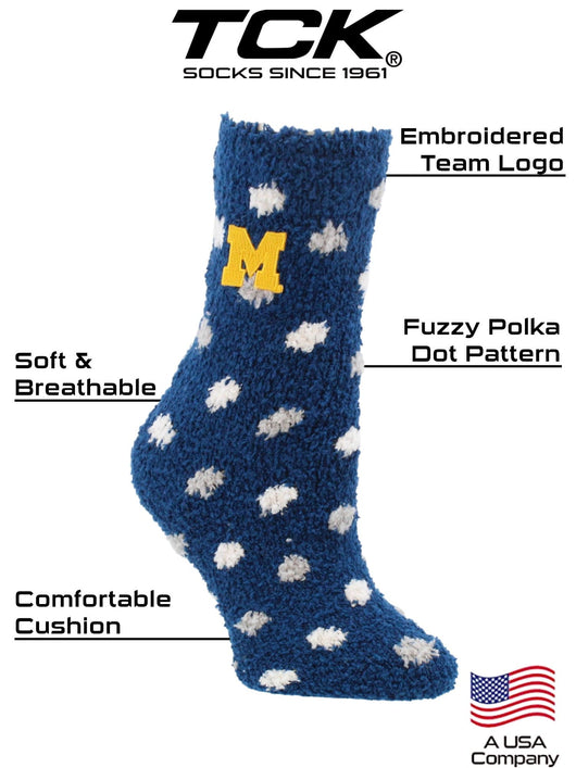 NCAA College Fuzzy Socks For Women & Men, Warm and Cozy Socks Womens Licensed Sock (Michigan Wolverines, Medium)