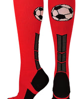 MadSportsStuff socks Scarlet/Black/Graphite / Small Soccer Socks with Soccer Ball Logo Over the Calf (multiple colors)