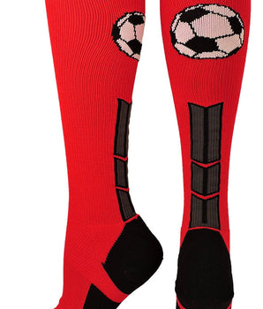 MadSportsStuff socks Scarlet/Black/Graphite / Small Soccer Socks with Soccer Ball Logo Over the Calf (multiple colors)