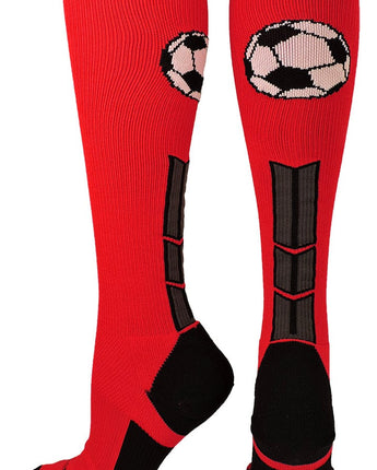 MadSportsStuff socks Scarlet/Black/Graphite / Small Soccer Socks with Soccer Ball Logo Over the Calf (multiple colors)