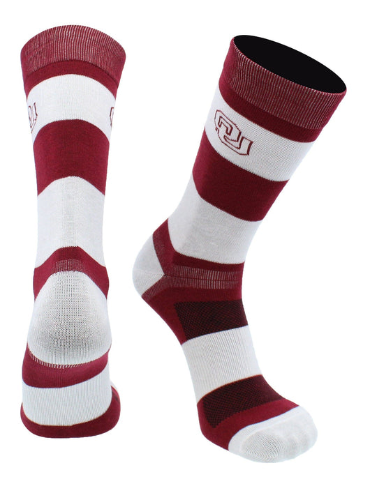 OU Oklahoma Sooners Socks Game Day Striped Crew Socks