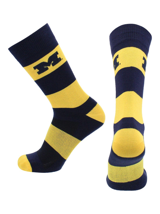 Michigan Wolverines Socks Game Day Striped Crew Socks