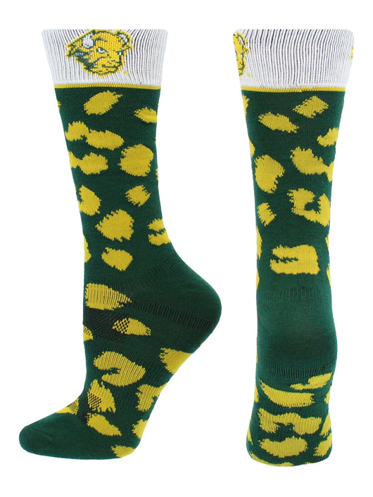 North Dakota State Bison Womens Savage Socks (Green/Yellow, Medium)