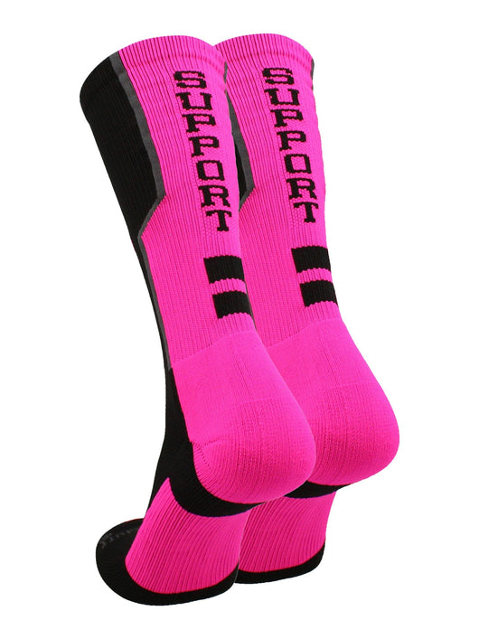 Pink Ribbon Breast Cancer Awareness Support Athletic Crew Socks