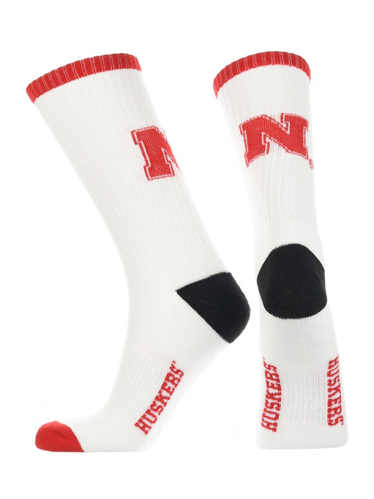 Nebraska Cornhuskers Socks Basic Crew White Socks