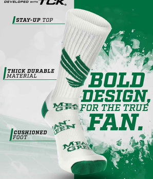TCK socks North Texas Mean Green Mayhem Crew Socks (Made in USA)