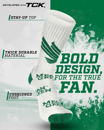 TCK socks North Texas Mean Green Mayhem Crew Socks (Made in USA)