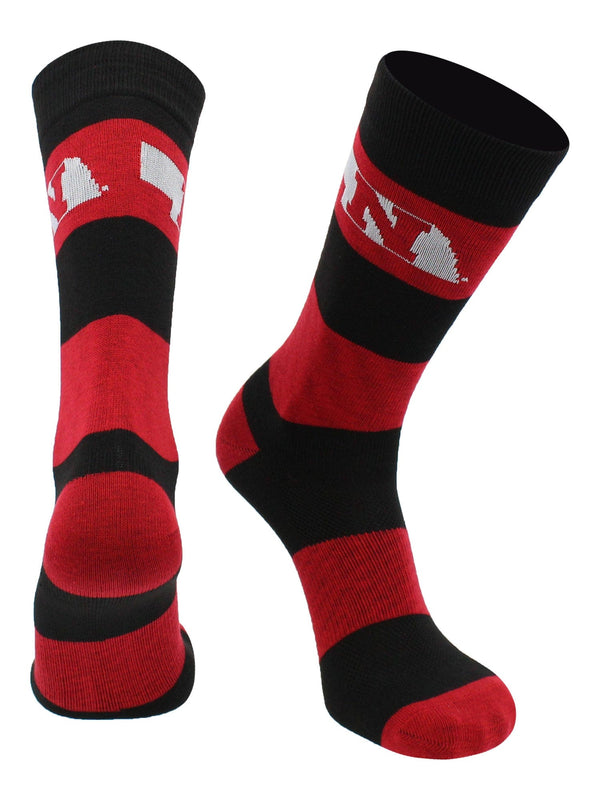 Nebraska Cornhuskers Socks Game Day Striped Crew Socks