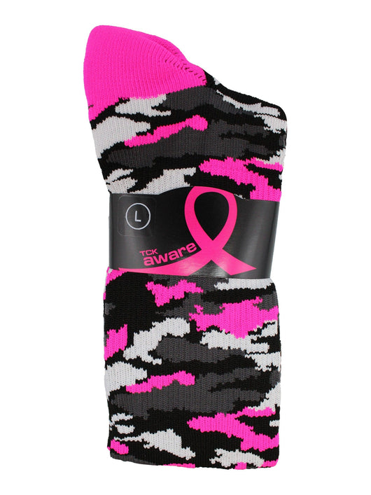 Breast Cancer Awarness Camo Over The Calf Socks