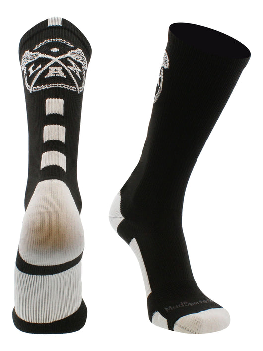 LAX Lacrosse Socks with Lacrosse Sticks Athletic Crew Socks (multiple colors)