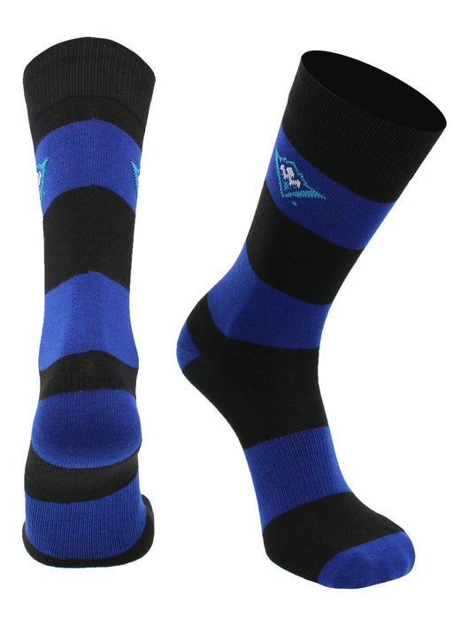 UNC Wilmington Seahawks Game Day Striped Socks (Navy/Black, Large)