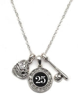 MadSportsStuff necklace #25 / One Size Custom Player Jersey ID Softball Necklace Multiple Numbers