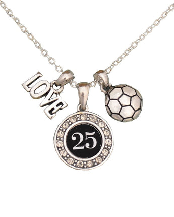 MadSportsStuff necklace #25 / One Size Custom Player Jersey ID Soccer Necklace Multiple Numbers