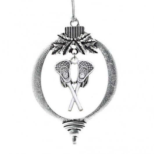 Christmas Lacrosse Ornament with Lacrosse Sticks