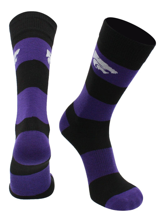 Kansas State Wildcats Game Day Striped Socks (Purple/Black, Large)
