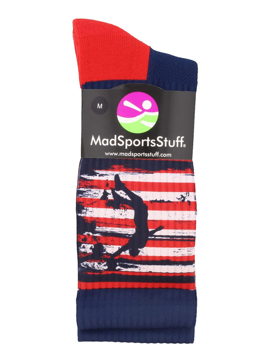 USA Flag Basketball Player Athletic Crew Socks