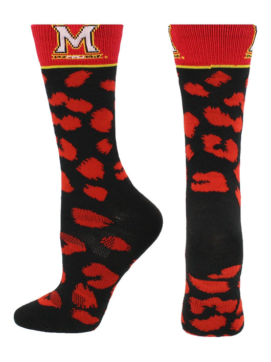 Maryland Terrapins Womens Savage Socks (Red/Black, Medium)