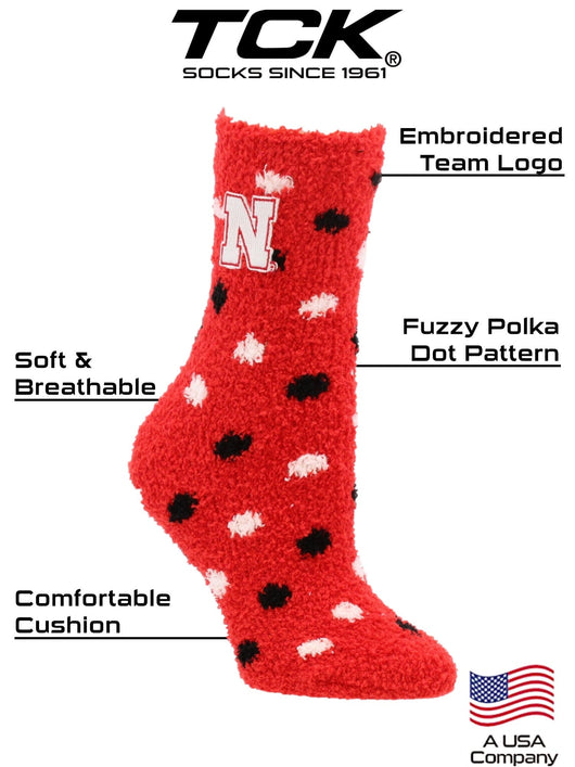 NCAA College Fuzzy Socks For Women & Men, Warm and Cozy Socks Womens Licensed Sock (Nebraska Cornhuskers, Medium)