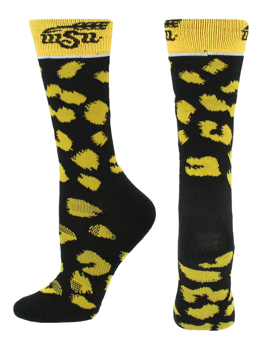 Wichita State Shockers Womens Savage Socks (Black/Yellow, Medium)