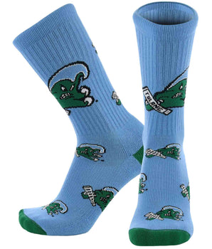 TCK socks Tulane Columbia Blue/Kelly Green / Large Tulane Green Wave Mayhem Crew Socks (Made in USA)