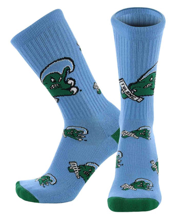 TCK socks Tulane Columbia Blue/Kelly Green / Large Tulane Green Wave Mayhem Crew Socks (Made in USA)