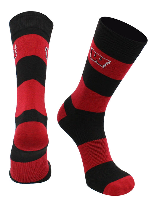 Wisconsin Badgers Game Day Striped Socks (Cardinal/Black, Large)
