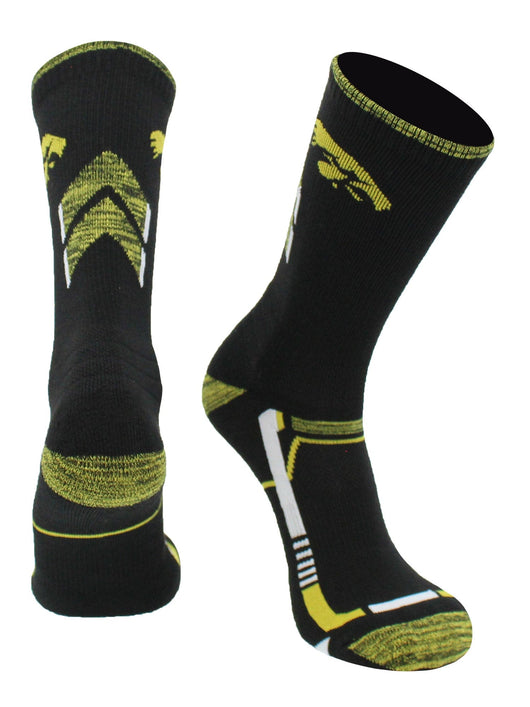 Iowa Hawkeyes Champion Crew Socks (Black/Gold, Large)
