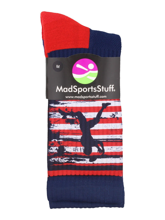 USA Football Socks with American Flag and Player Crew length