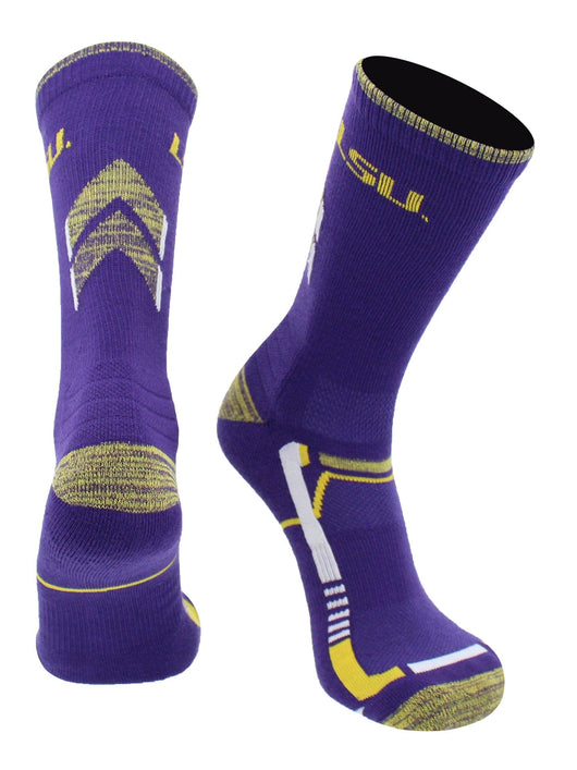 LSU Tigers Champion Crew Socks (Purple/Gold, Large)