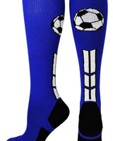 MadSportsStuff socks Royal/Black/White / Small Soccer Socks with Soccer Ball Logo Over the Calf (multiple colors)