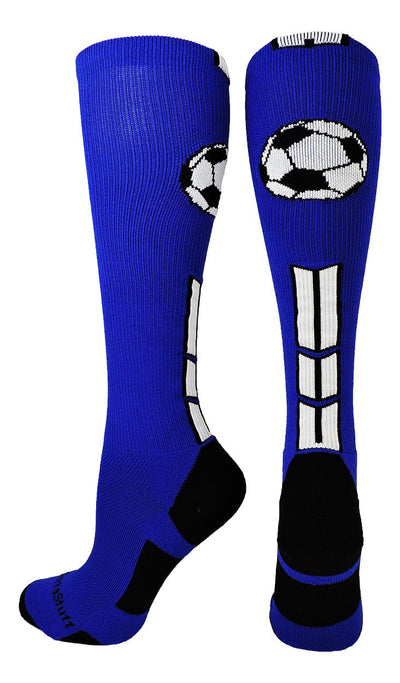 MadSportsStuff socks Royal/Black/White / Small Soccer Socks with Soccer Ball Logo Over the Calf (multiple colors)