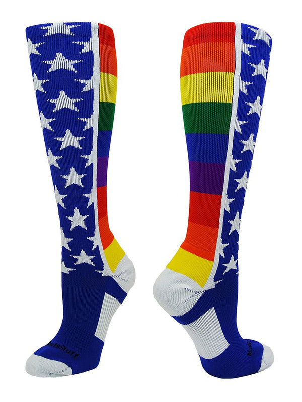 Rainbow Pride Over the Calf Socks