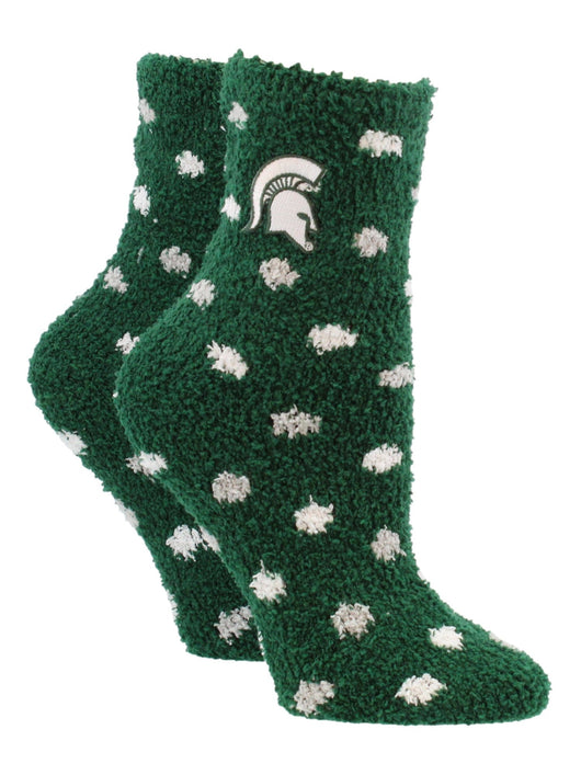 NCAA College Fuzzy Socks For Women & Men, Warm and Cozy Socks Womens Licensed Sock (Michigan State Spartans, Medium)