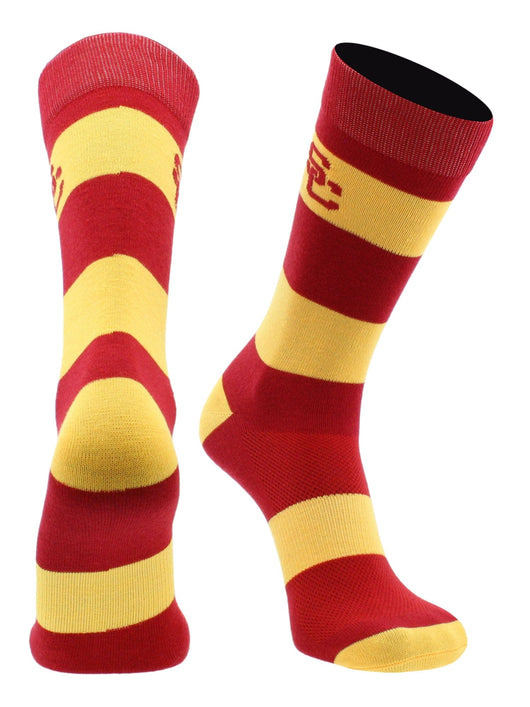 USC Trojans Game Day Striped Socks (Cardinal/Gold, Large)