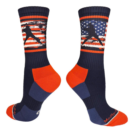 USA Flag Baseball Player Athletic Crew Socks